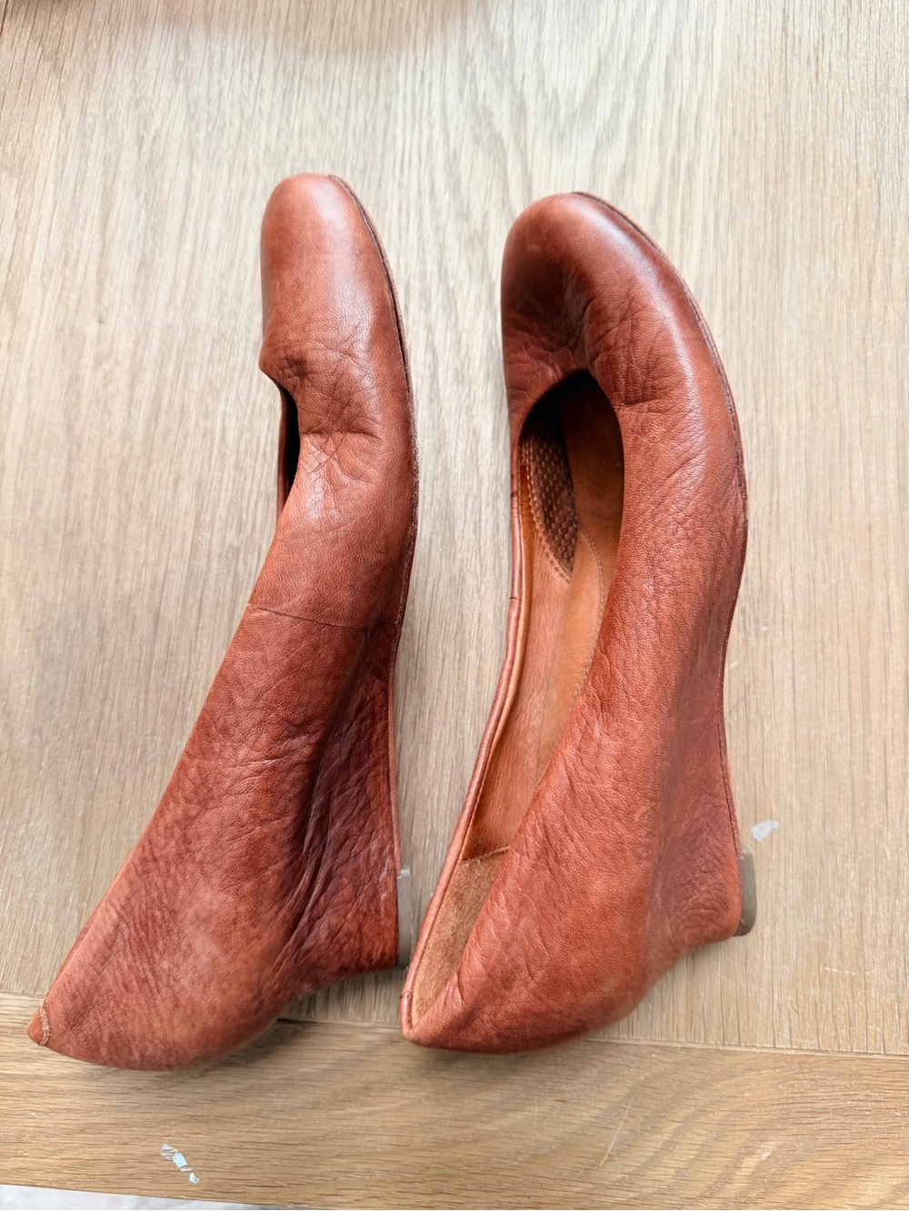 gentle souls Rustic Tan Leather Wedge Heels